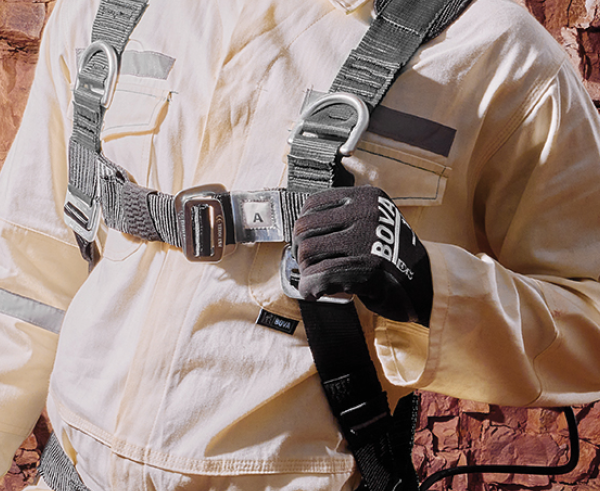Man in Bova harness