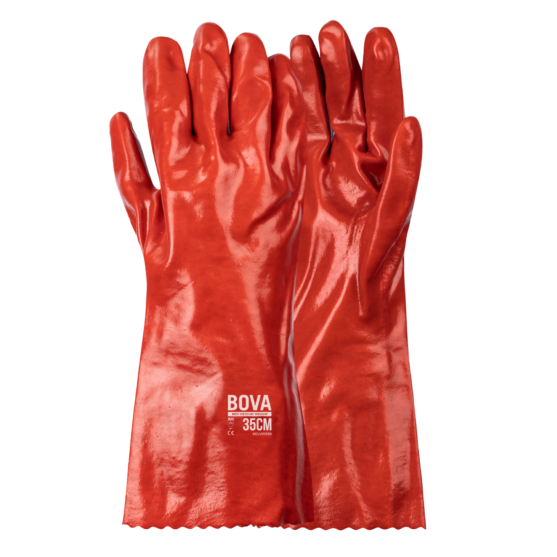 PVC Red Medium Weight 35cm Glove
